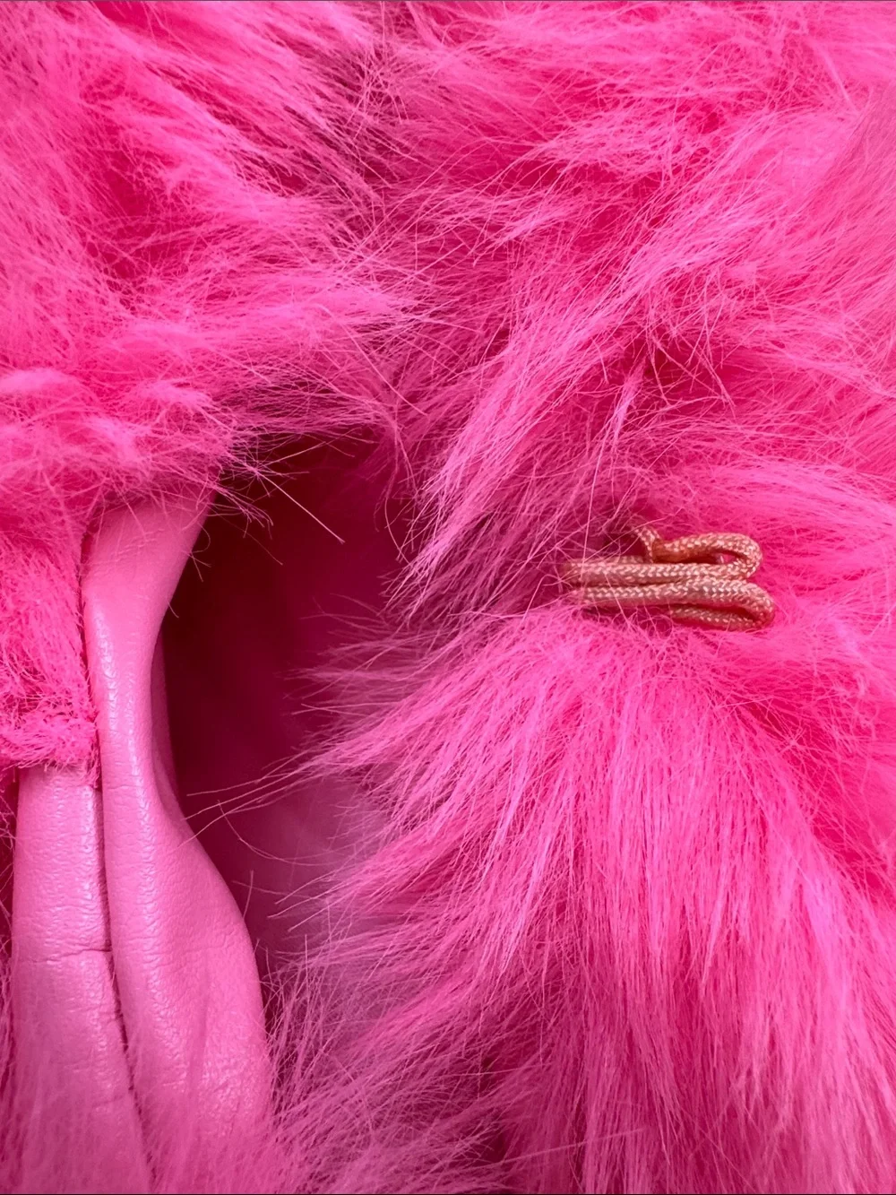 Wowo Hot Pink Faux Fur Hooded cropped teddy Jacket Small